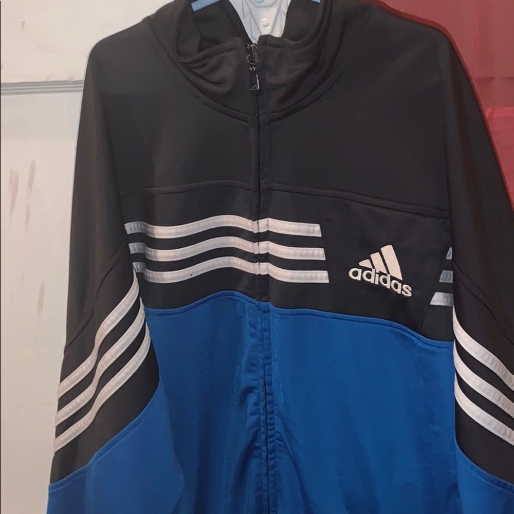 Blue and black adidas